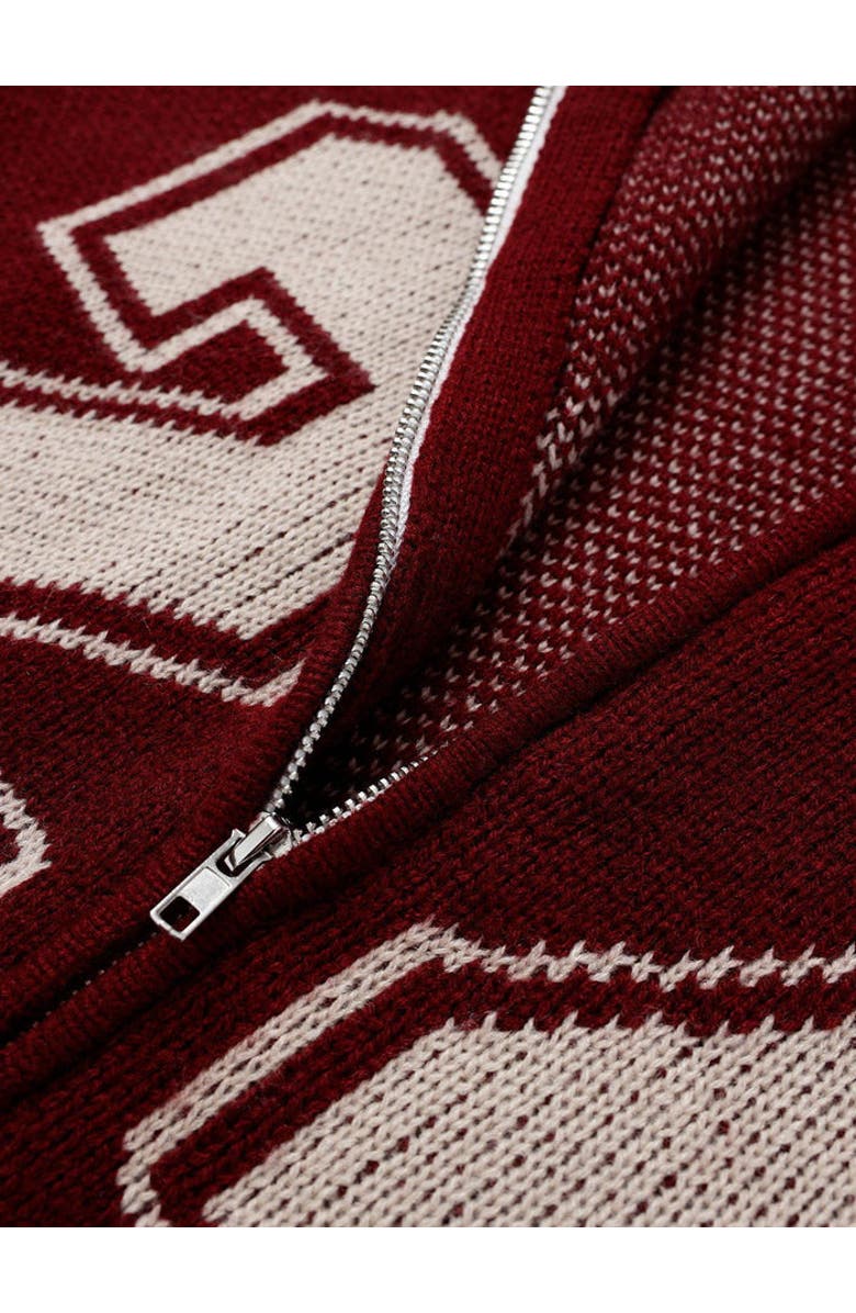 AELFRIC EDEN 24 Jacquard Zip Up Cardigan, Alternate, color, Red