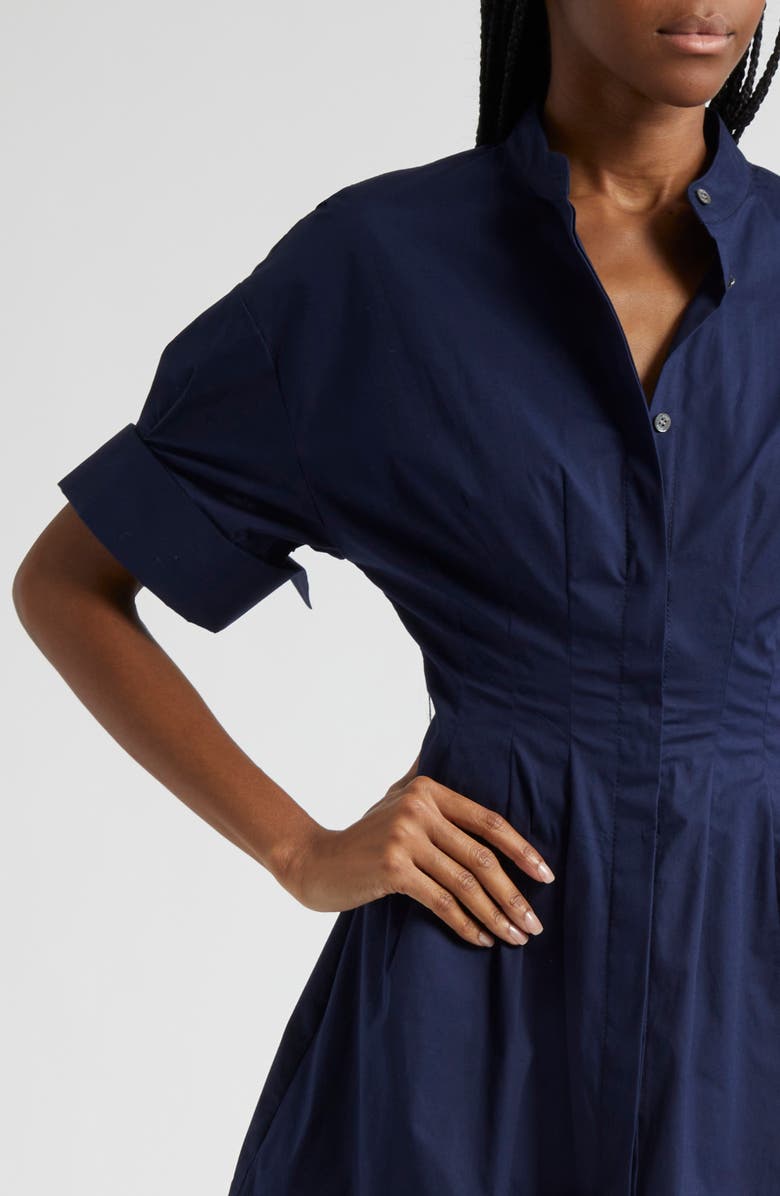 STAUD Lorenza Stretch Cotton Mini Shirtdress, Alternate, color, Navy