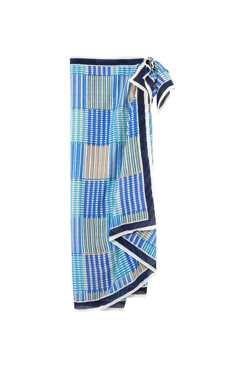 Stripe Illusion Sarong And Bag, Main, color, Ultramarine