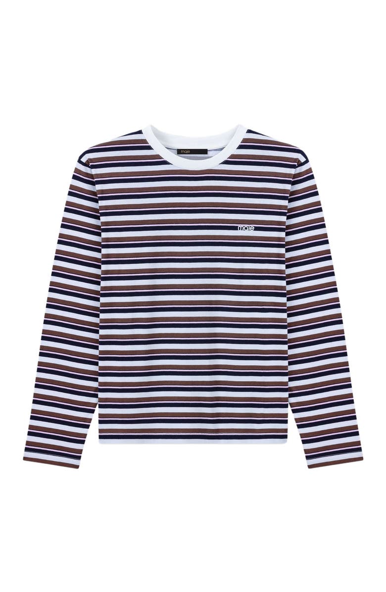 maje Striped T-shirt, Alternate, color, Brown/Pink