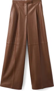 MANGO Riga Faux Leather Wide Leg Pants