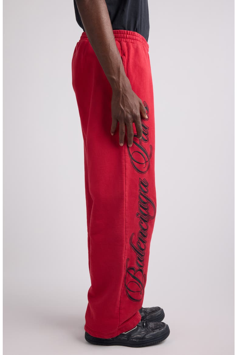 Big B Cursive Logo Embroidered Dry Fleece Sweatpants, Alternate, color, RED/ BLACK