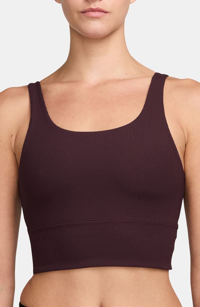 Nike Zenvy Rib Dri-FIT Longline Sports Bra, Main, color, Burgundy Crush/ White