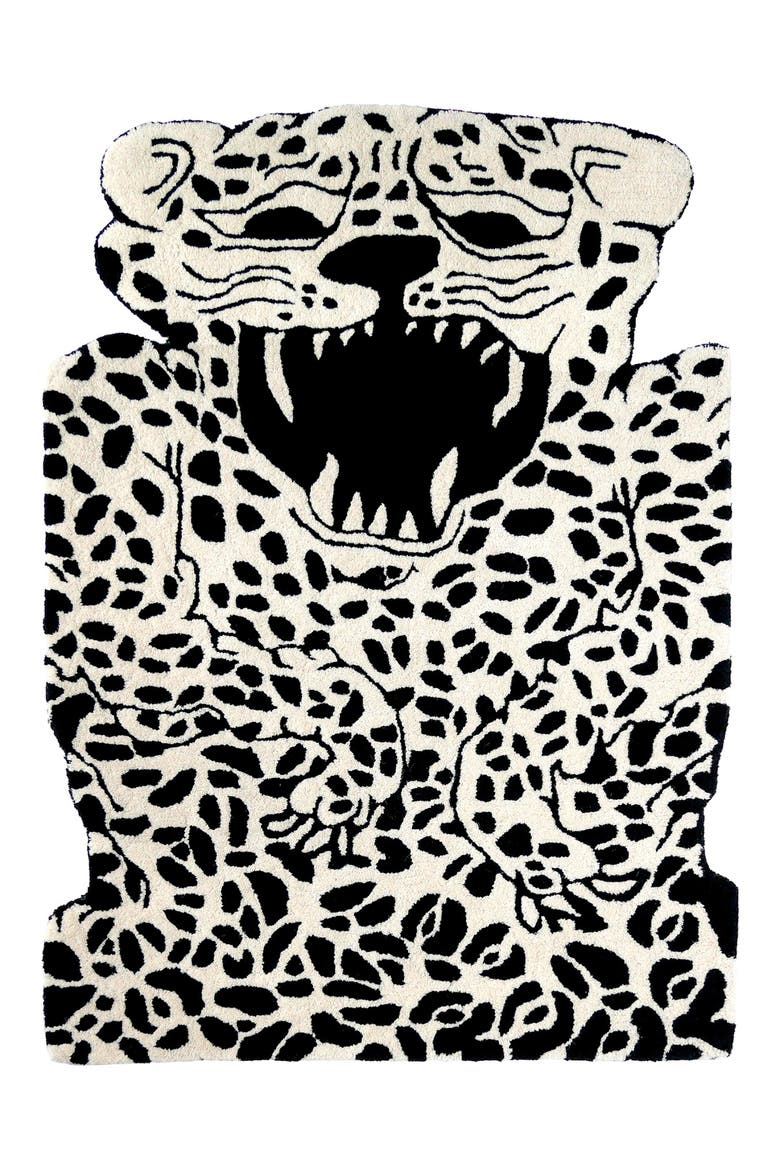 Leopard Wool Rug, Main, color, MULTI COLORED