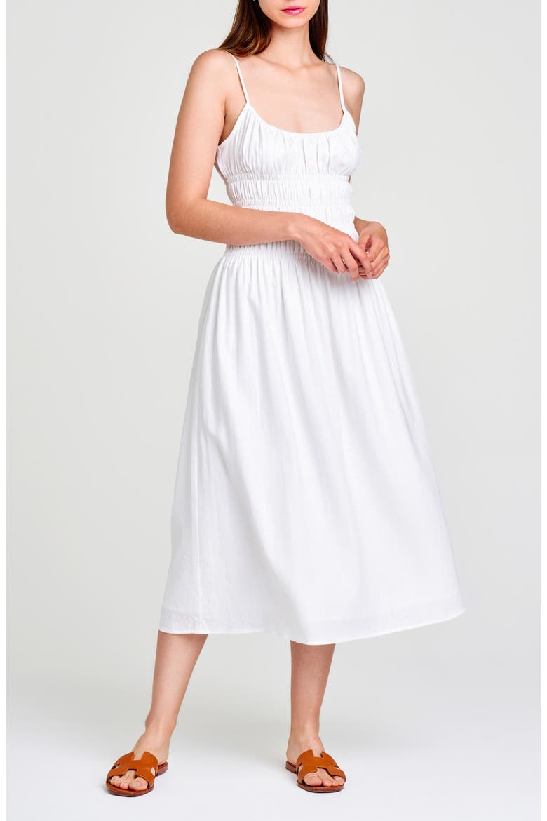 Isabelle Smocked Linen Blend Midi Sundress, Main, color, IVORY
