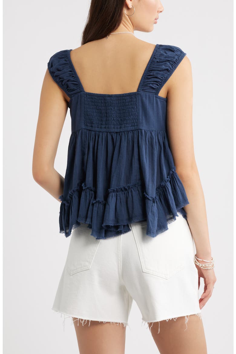 Cap Sleeve Cotton Babydoll Top, Alternate, color, NAVY INDIGO
