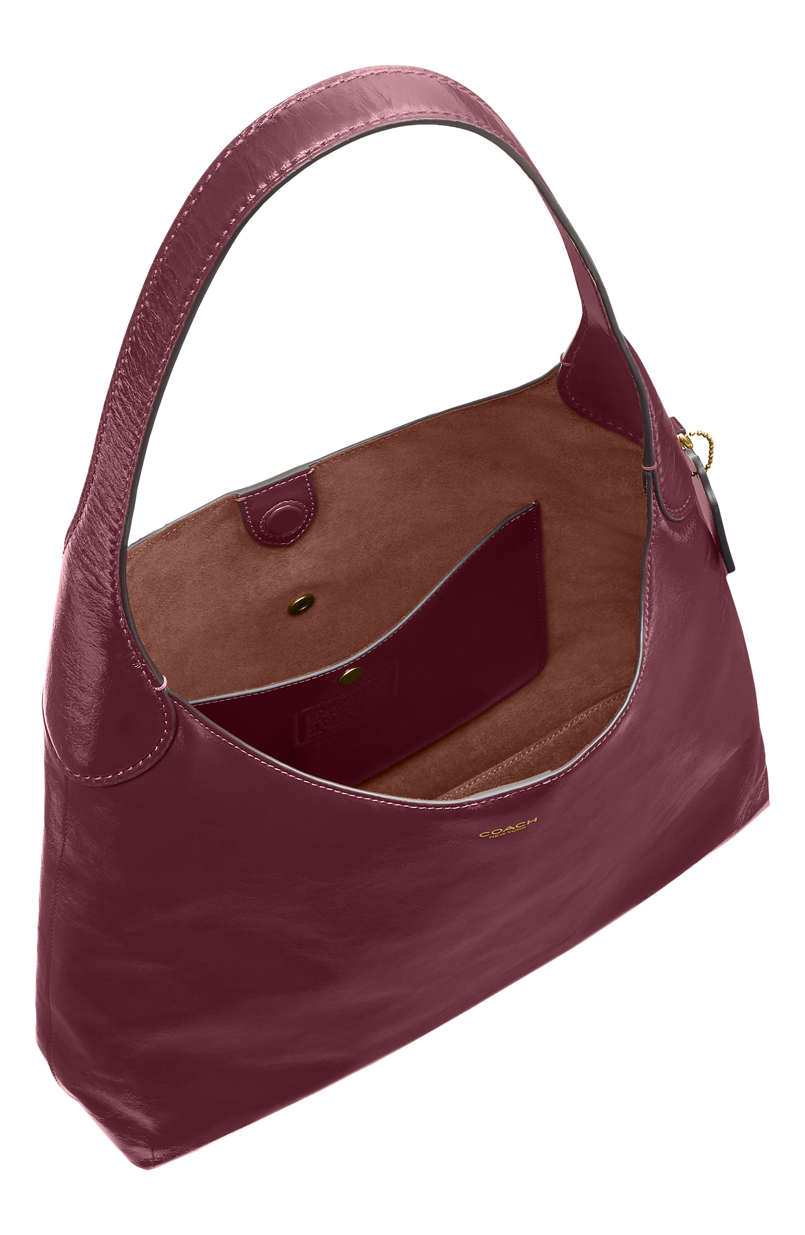 Brooklyn Glazed Leather Shoulder Bag, Alternate, color, DARK CHERRY