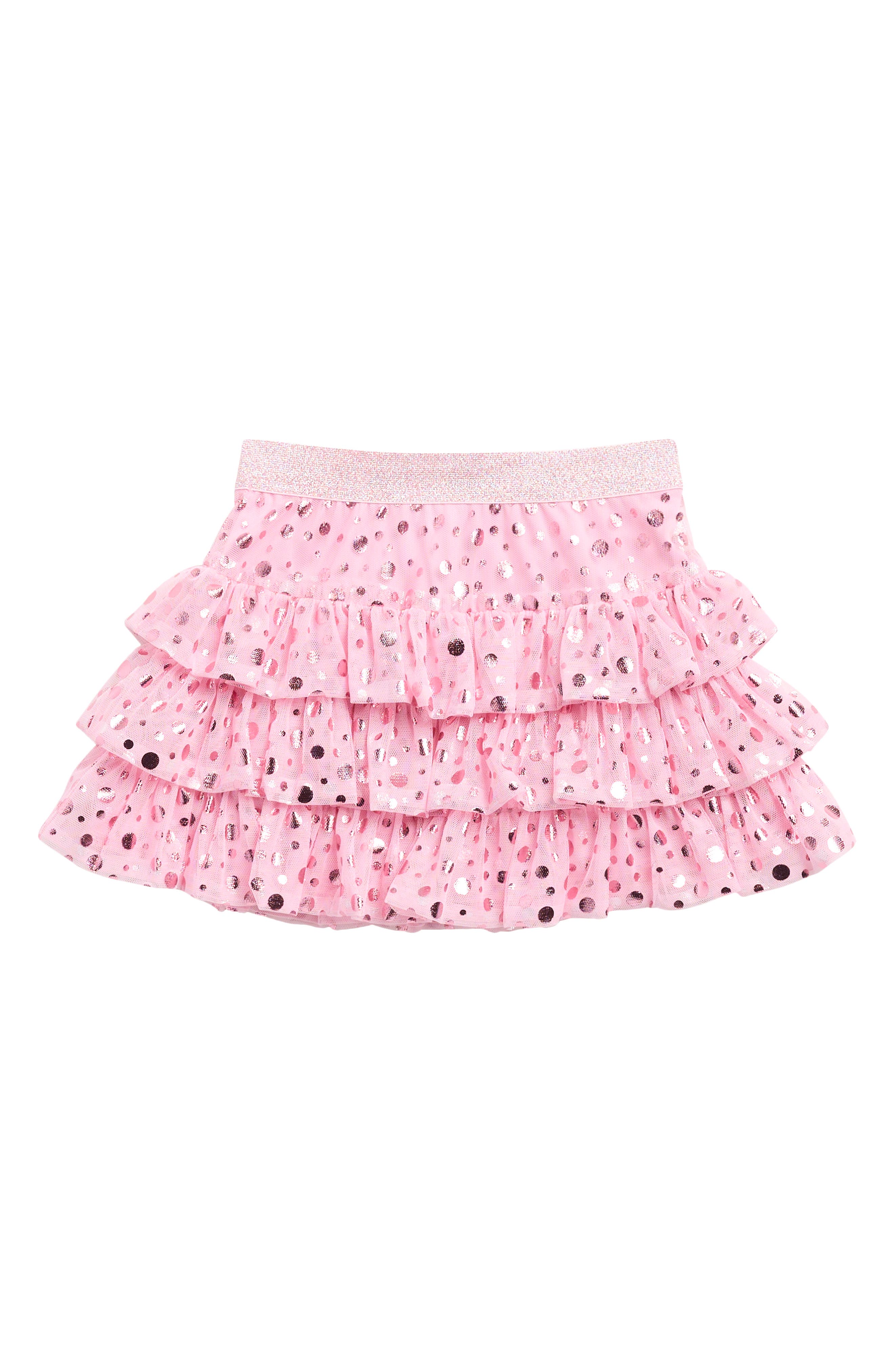 Flapdoodles Kids' Foil Polka Dot Ruffle Mesh Skirt