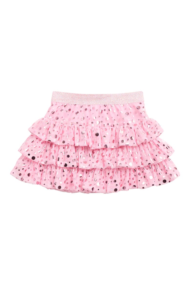 Kids' Foil Polka Dot Ruffle Mesh Skirt, Main, color, PINK