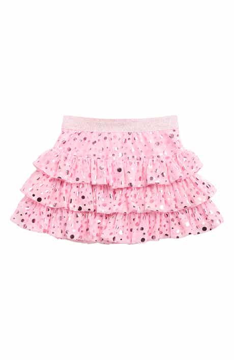 Flapdoodles Kids' Foil Polka Dot Ruffle Mesh Skirt
