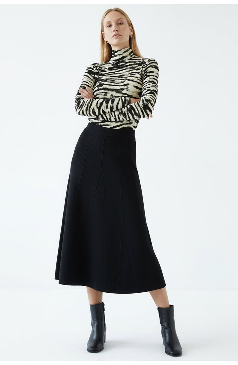 Exquise Creed High Waist Knit Midi Skirt, Alternate, color, Black