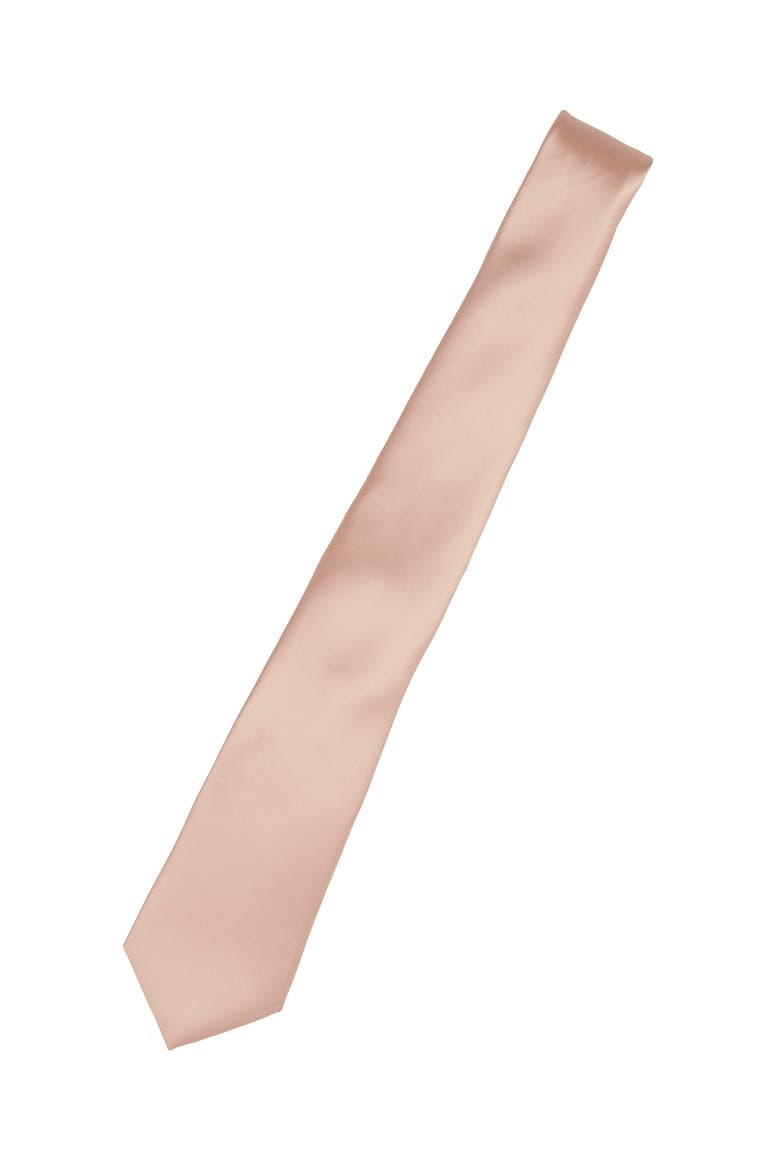 Men's Solid Satin Tie, Alternate, color, PALE BLUSH