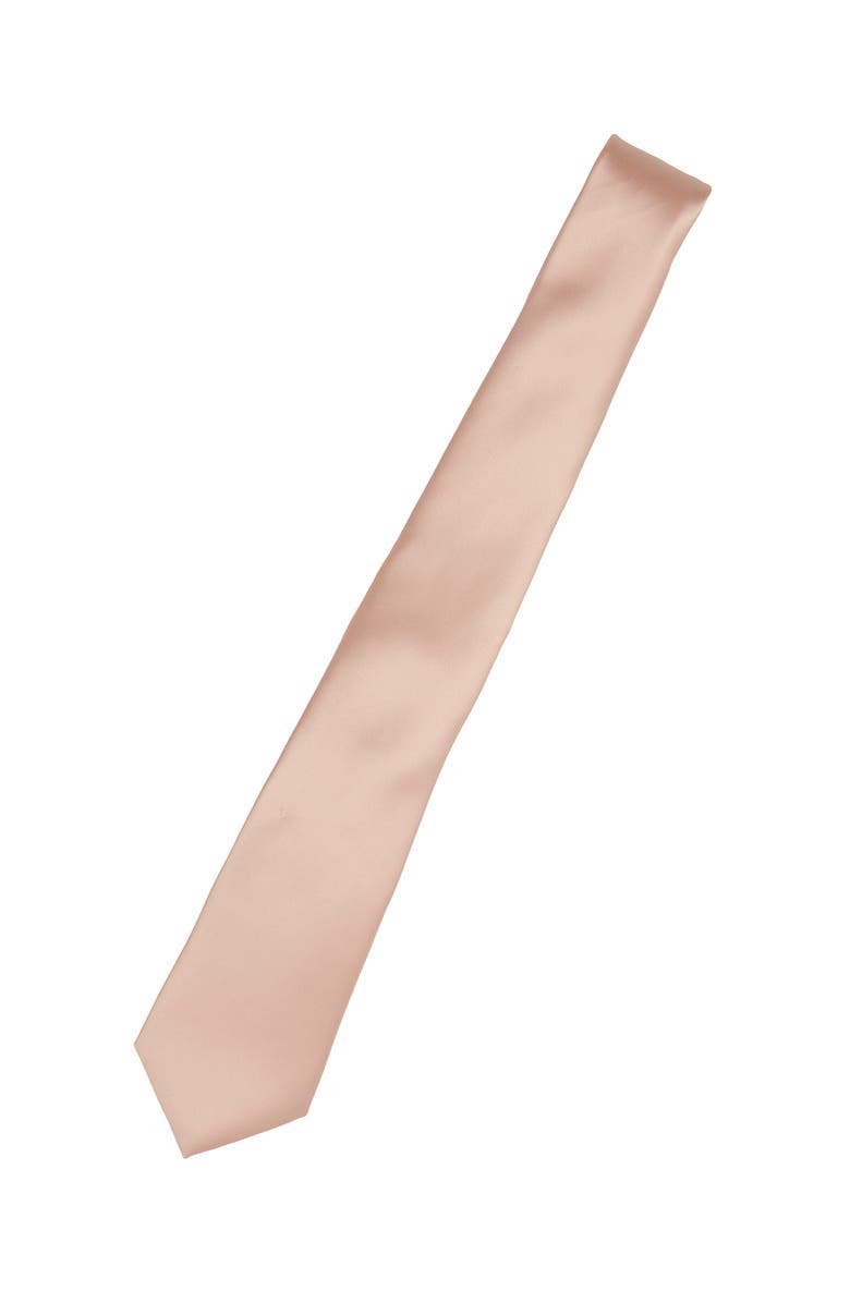 Brooklyn Brigade Men's Solid Satin Tie, Alternate, color, Pale Blush