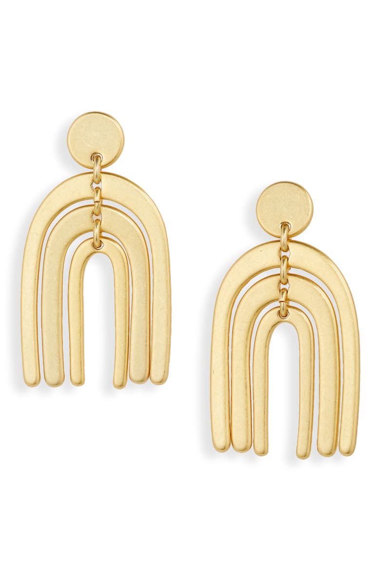 Stacked Arch Statement Earrings, Main, color, VINTAGE GOLD