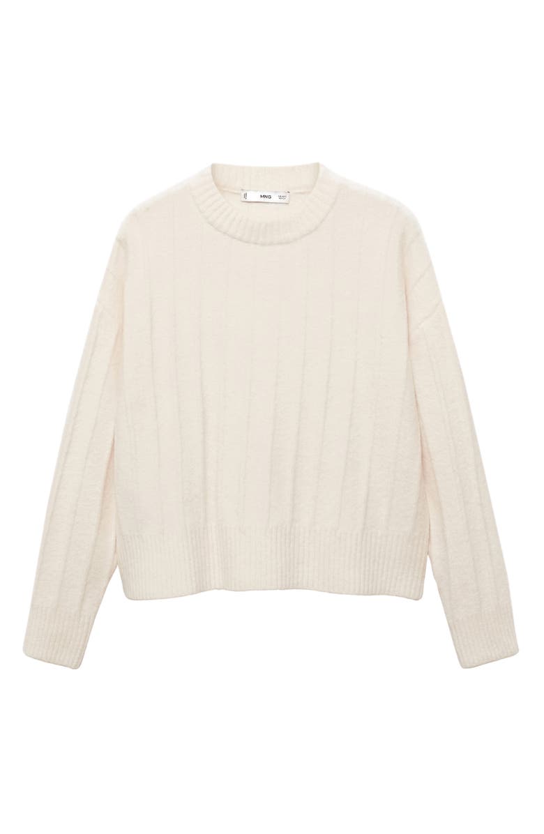 MANGO Perkins Rib Mock Neck Sweater, Alternate, color, Ecru