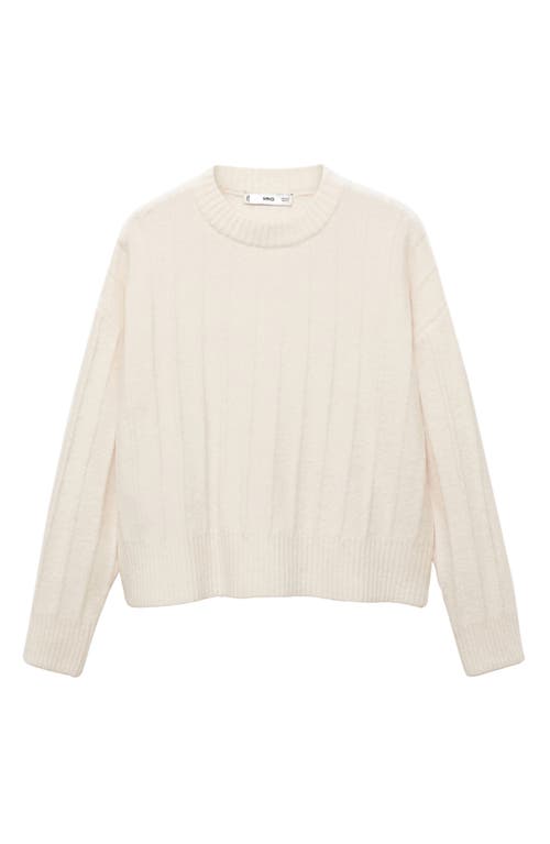 Mango Perkins Rib Mock Neck Sweater In Ecru