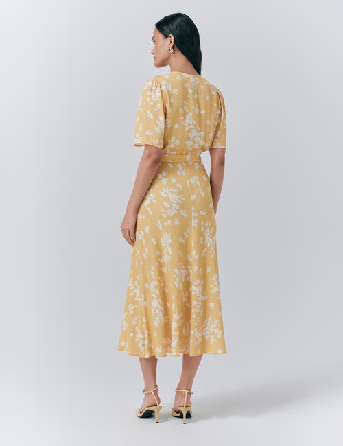 Ghost London Jemima Crepe Floral Belted Midi Dress In Animal Print