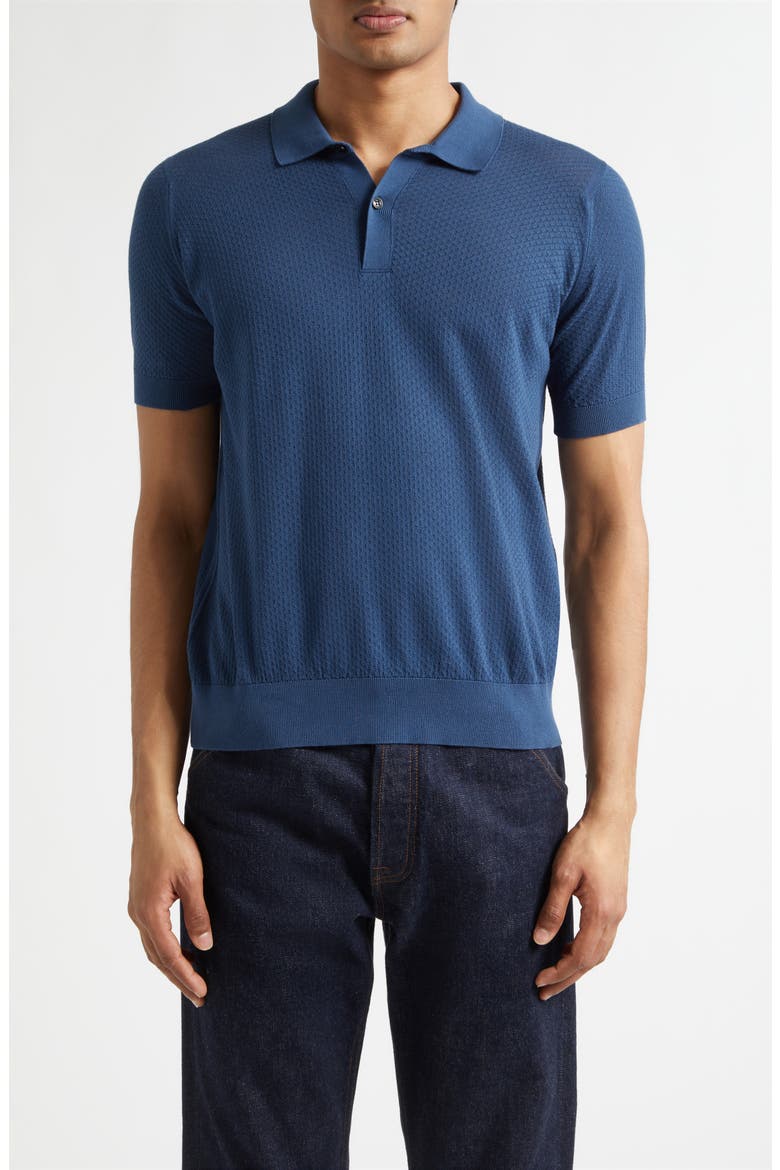 Calun Textured Sea Island Cotton Polo, Main, color, DELFT BLUE