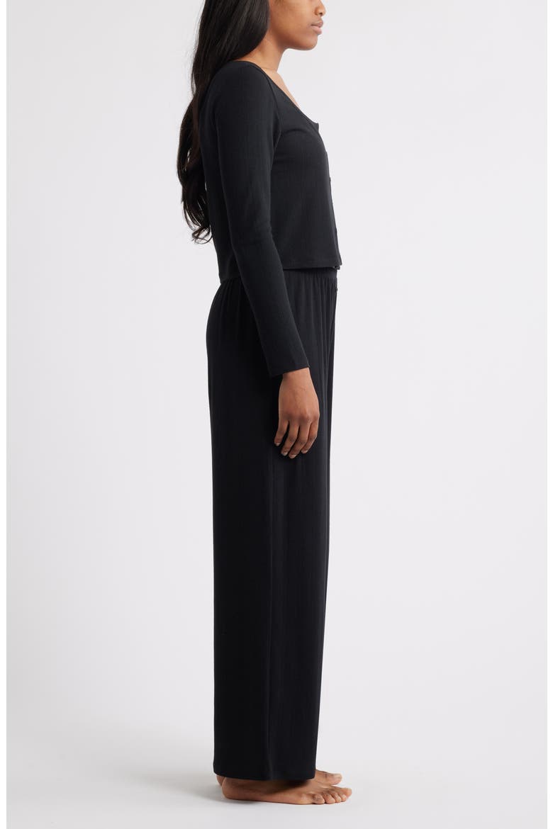 3-Piece Pointelle Knit Pajamas, Alternate, color, BLACK