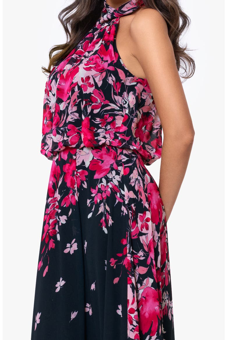 Sleeveless Blouson Chiffon Gown, Alternate, color, NAVY/ FUSHIA