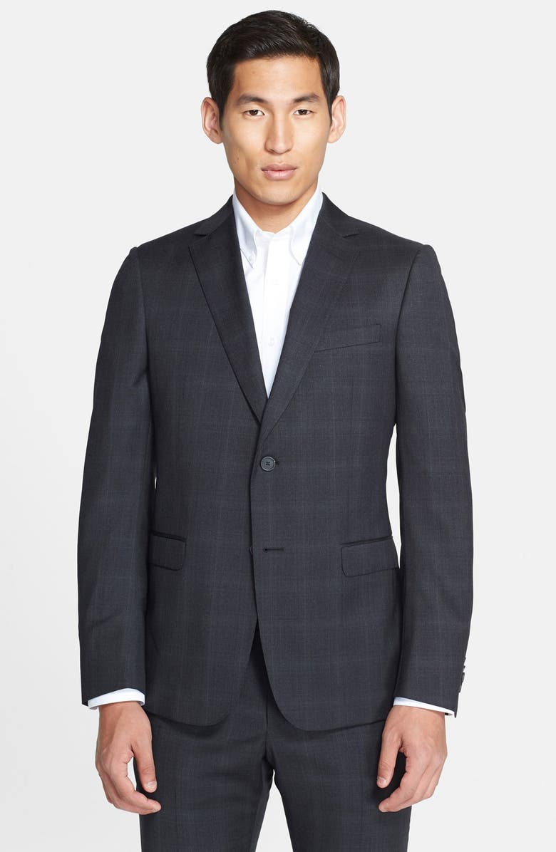 Z Zegna Trim Fit Grey Plaid Wool Suit, Alternate, color,