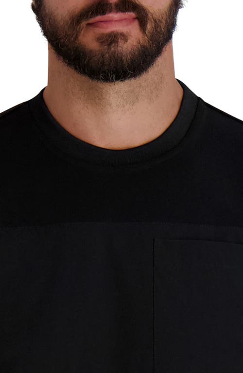Karl Lagerfeld Paris Crewneck Nylon Pocket Sweatshirt In Black