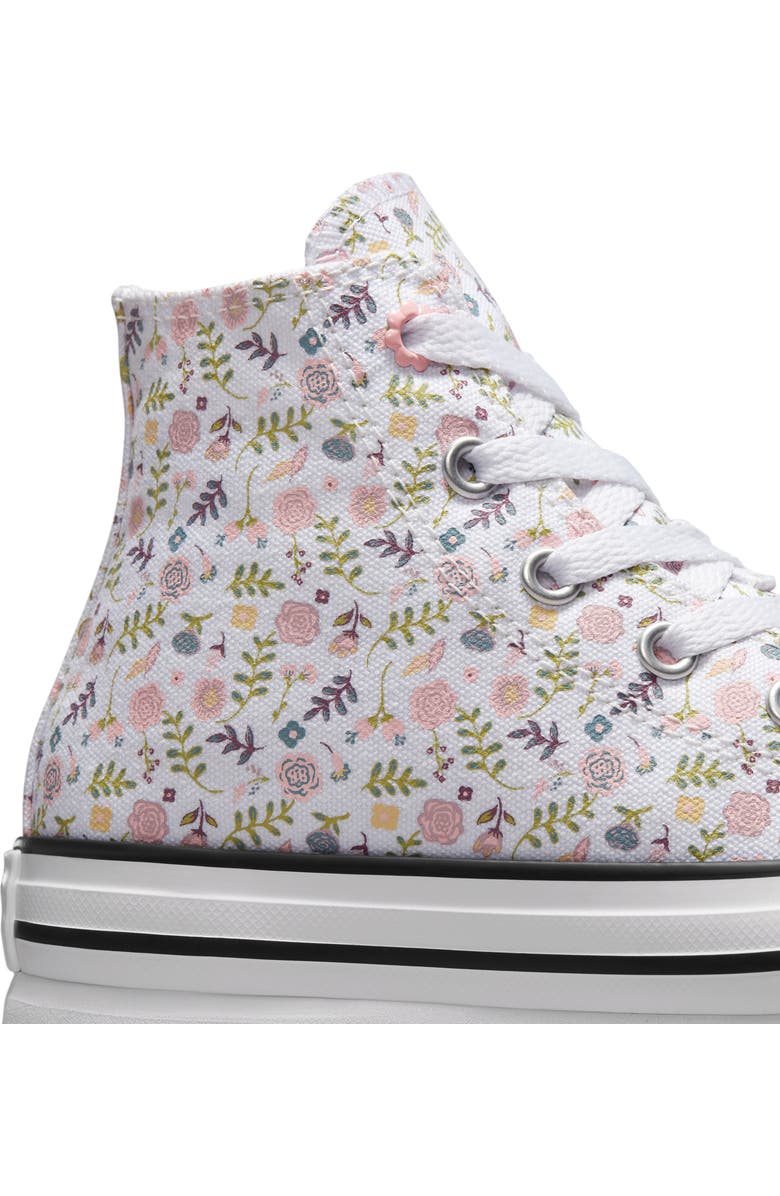Converse Kids' Chuck Taylor<sup>®</sup> All Star<sup>®</sup> EVA Lift High Top Platform Sneaker, Alternate, color, White/Sunrise Pink