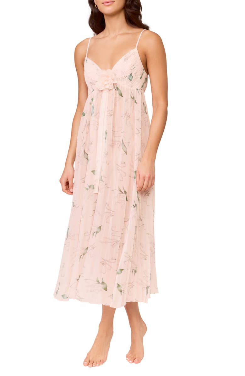 Rya Collection Floral Print Nightgown & Choker, Main, color, 