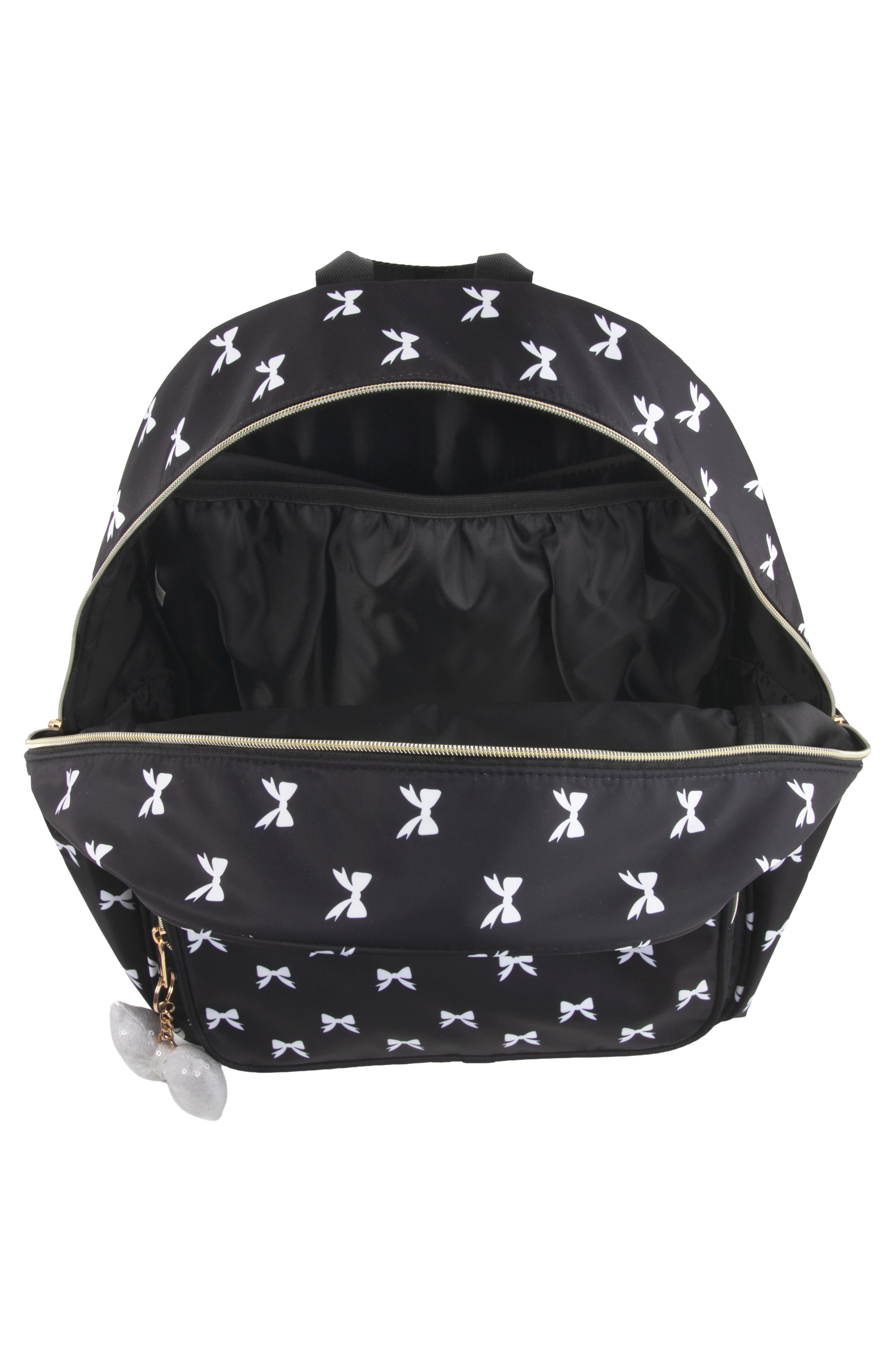 Jessica Simpson Bow Print Nylon Backpack, Alternate, color, Black