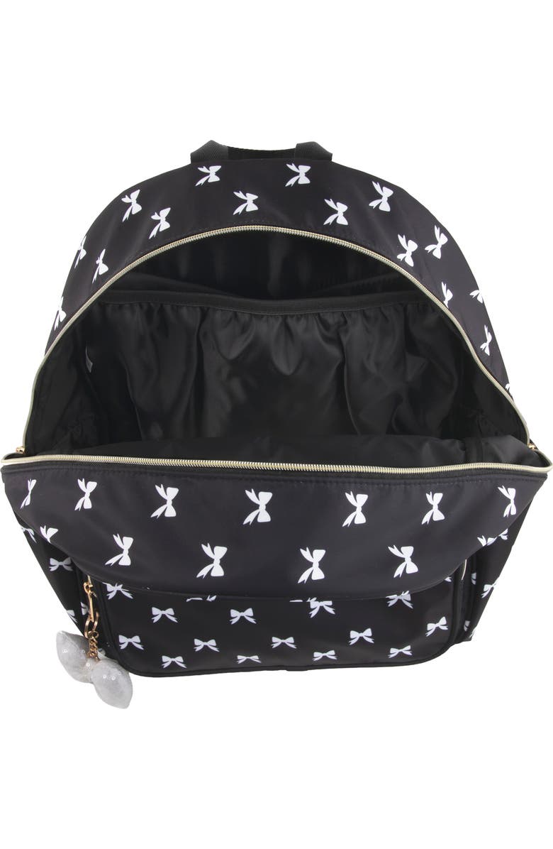 Jessica Simpson Bow Print Nylon Backpack, Alternate, color, Black