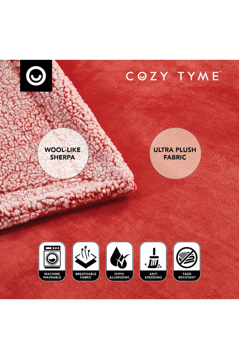 Cozy Tyme Saleem Faux Shearling Throw Blanket - 108" x 90", Alternate, color, FUCHSIA