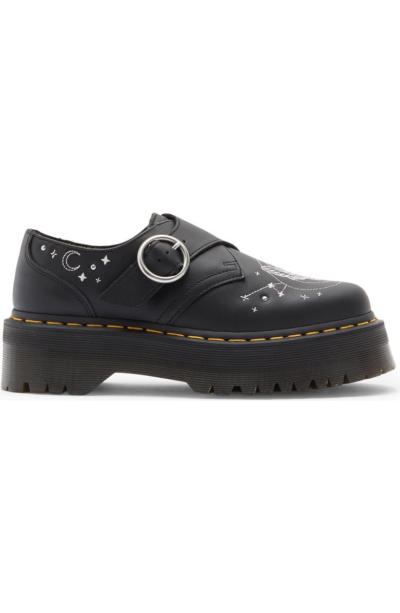 Dr. Martens Celestial Moth Monk Strap Platform Loafer, Alternate, color, Black