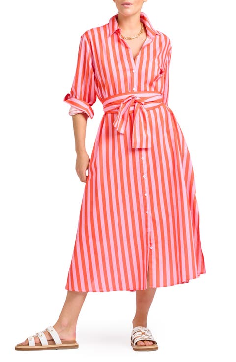 Mixed Stripe Long Sleeve Shirtdress