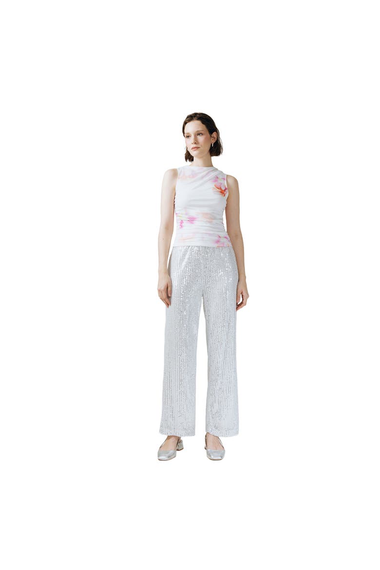 Tyra Sequins Pants, Alternate, color, Silver