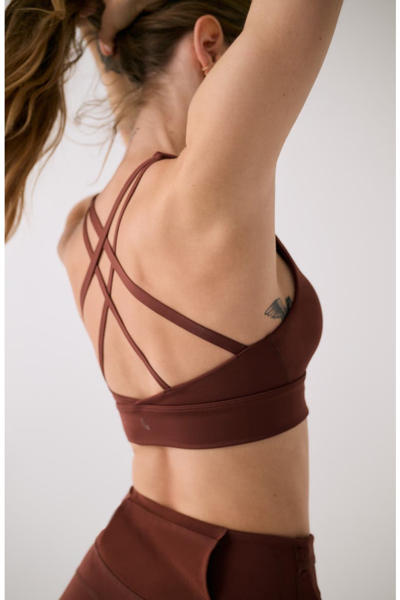Action Strappy Sports Bra, Alternate, color, SIENNA