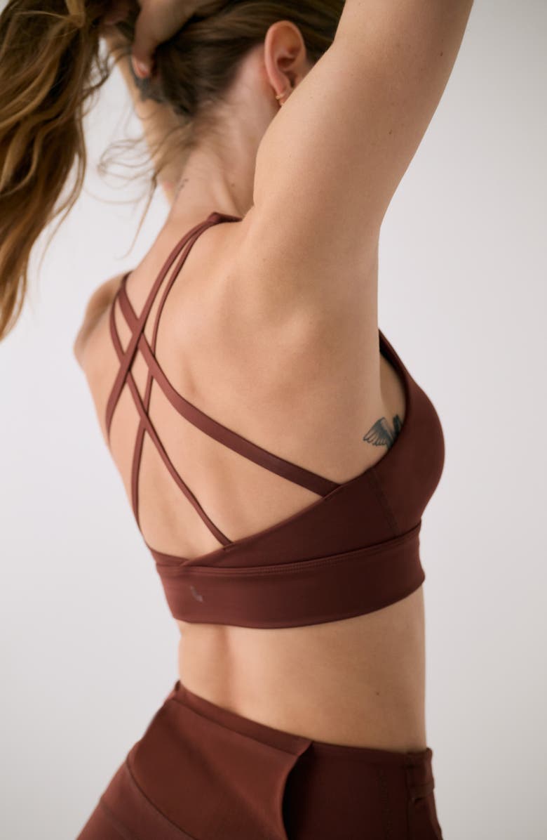 Lole Action Strappy Sports Bra, Alternate, color, Sienna