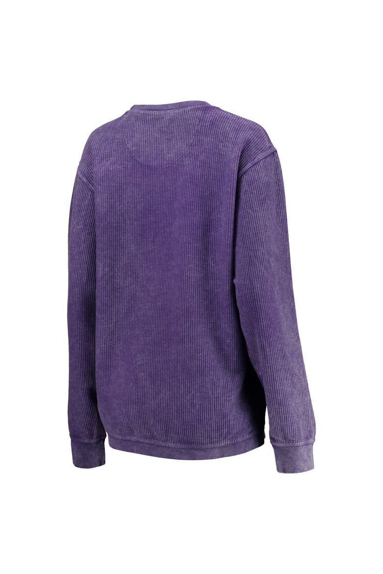 Women's Pressbox Purple LSU Tigers Comfy Cord Vintage Wash Basic Arch Pullover Sweatshirt, Alternate, color, Purple