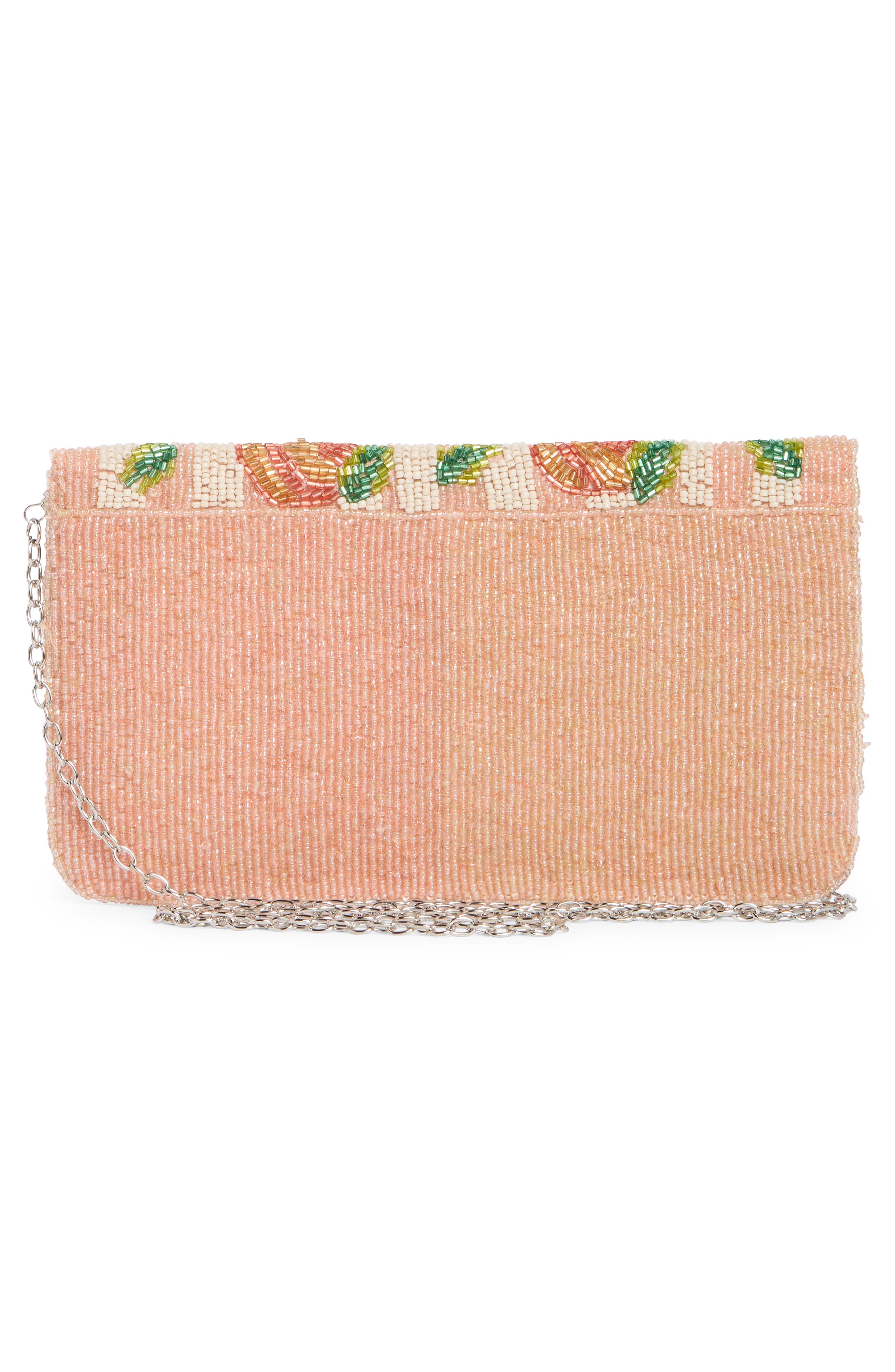 Collection XIIX Beaded Stripe Peach Flap Clutch, Alternate, color, Peach Multi