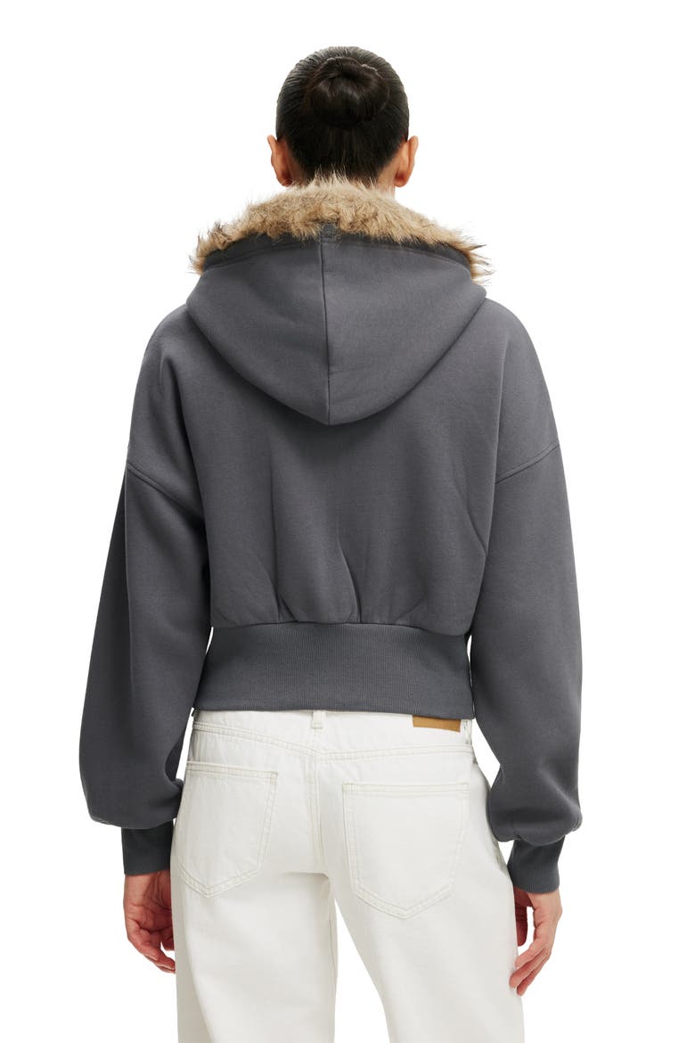 Women's Oversized Zip Through Hoodie, Alternate, color, Moonlight Shadow Faux Fur