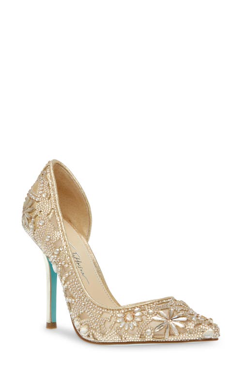 Shop Betsey Johnson Chic Half D'orsay Pump In Light Gold