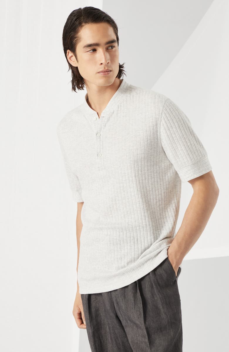 Brunello Cucinelli Henley collar T-shirt, Alternate, color, 