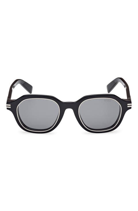 49mm Geometric Polarized Sunglasses