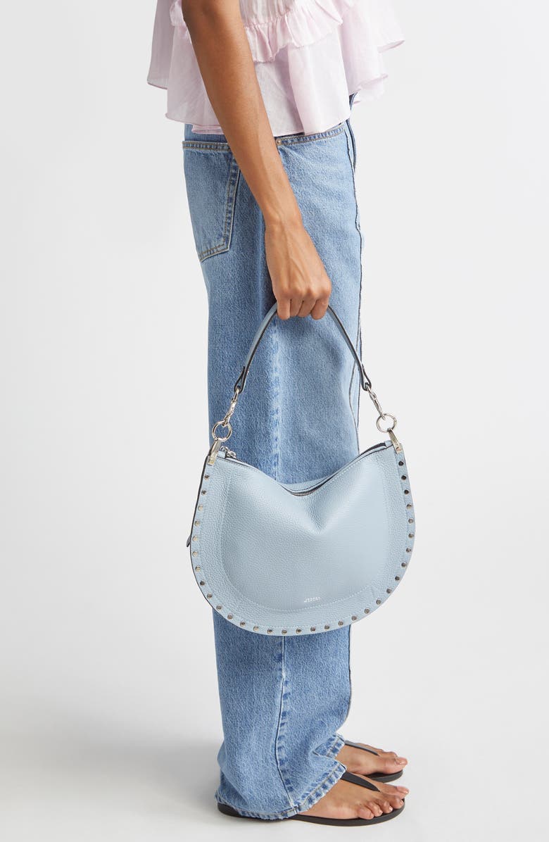 Isabel Marant Oskan Soft Zipped Leather Crossbody Bag, Alternate, color, Light Blue