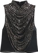 L'AGENCE Yun Draped Crystal Sleeveless Crop Top