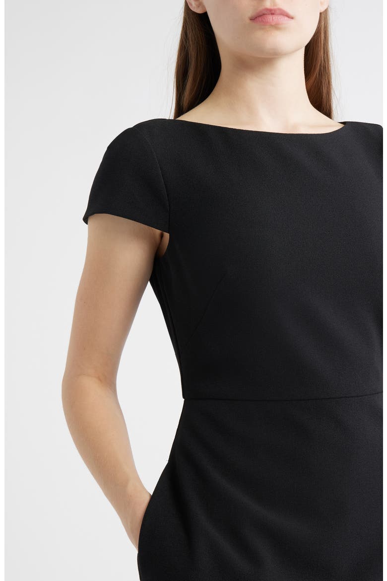 Stretch Crepe Cocktail Dress, Alternate, color, BLACK