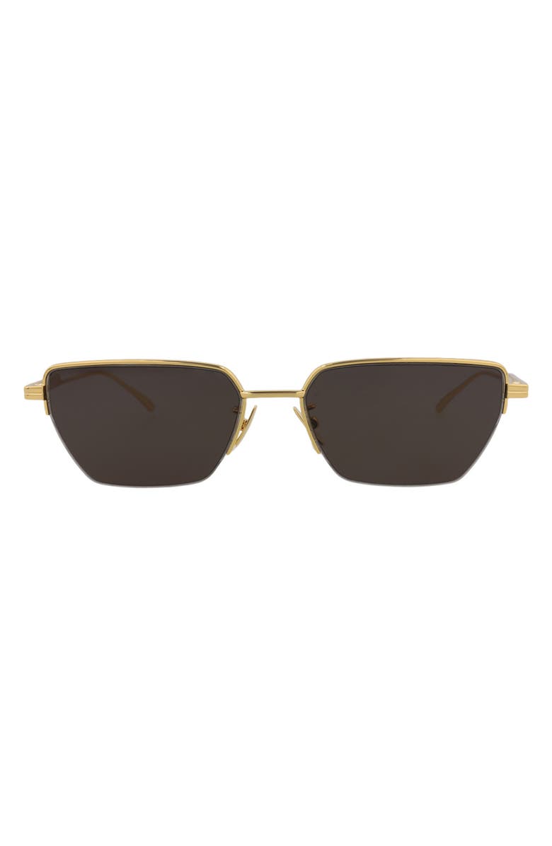 Bottega Veneta 57mm Rectangular Sunglasses, Main, color, Gold Gold Grey