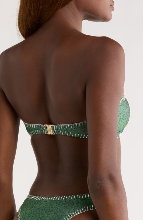 Kulani Kinis Blanket Stitch Slim Bandeau Bikini Top In Green