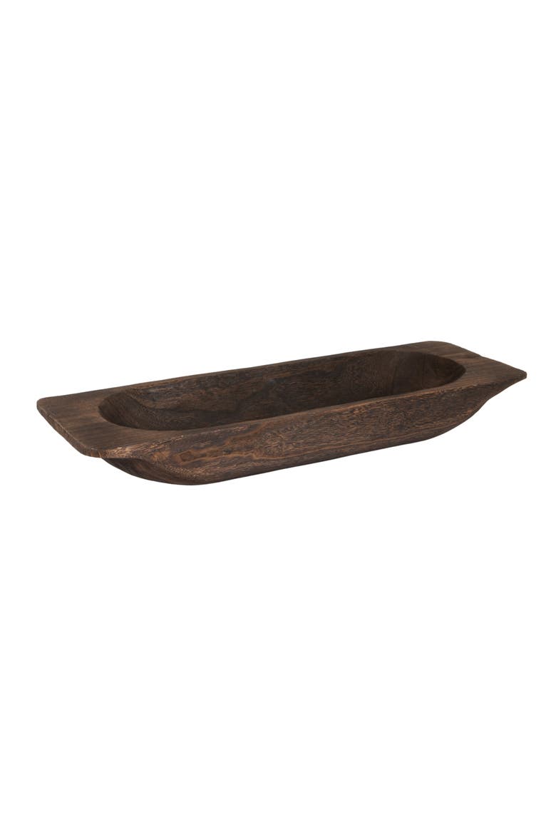 Decorative Paulownia Wood Tray Bowl, Brown, Main, color, Brown