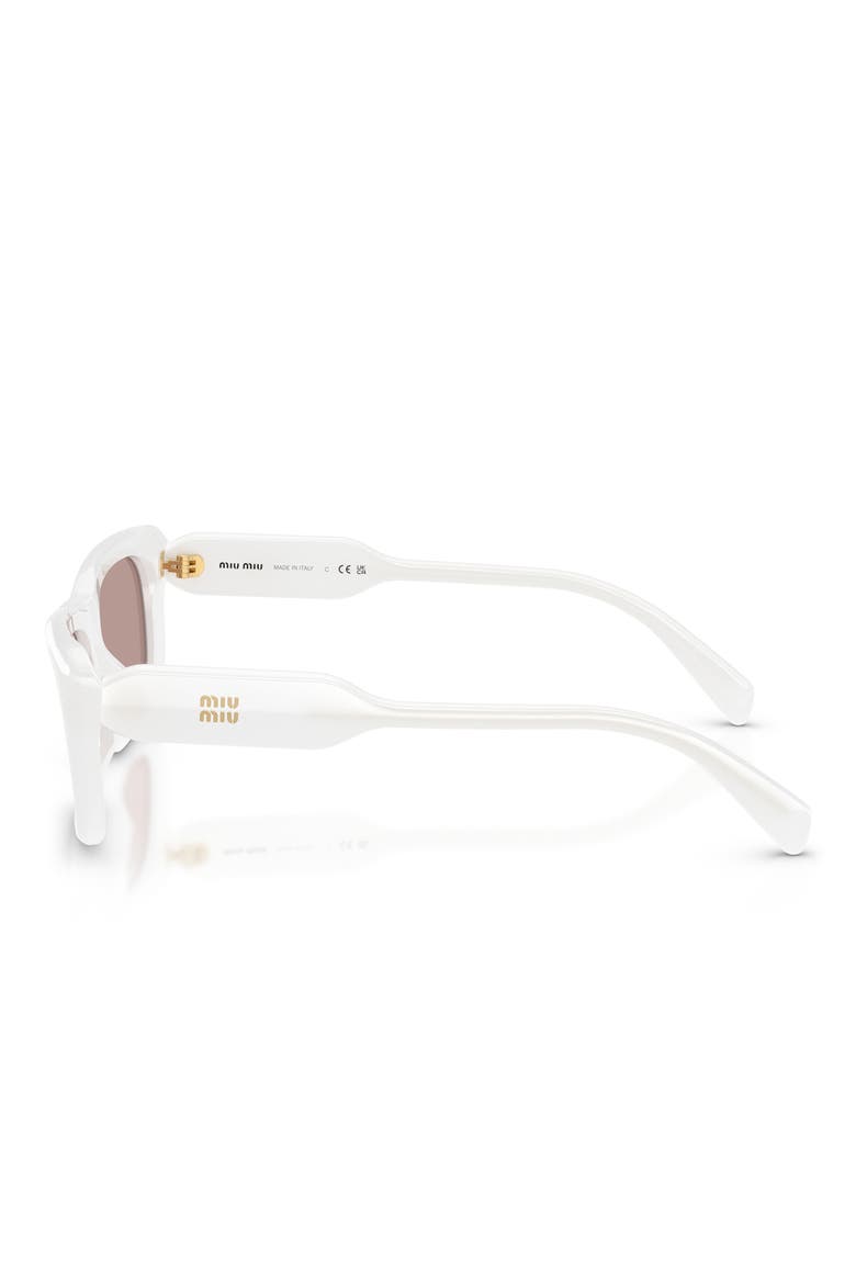 56mm Rectangular Sunglasses, Alternate, color, OPAL WHITE / PURPLE BROWN