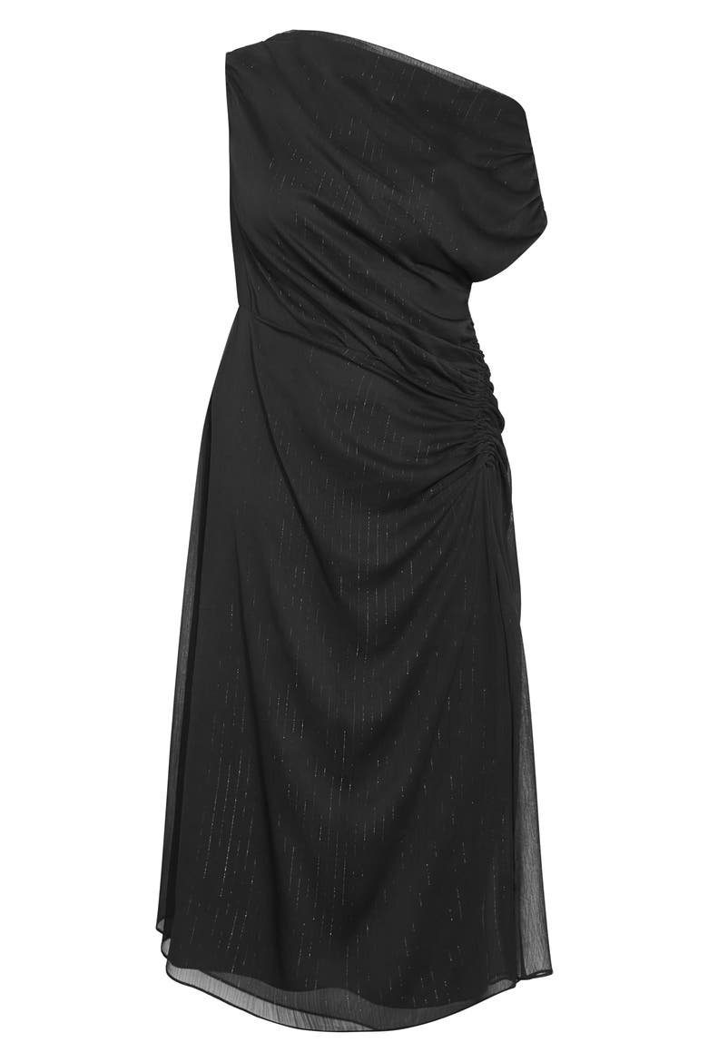 VIvid One-Shoulder Maxi Dress, Alternate, color, METALLIC BLACK